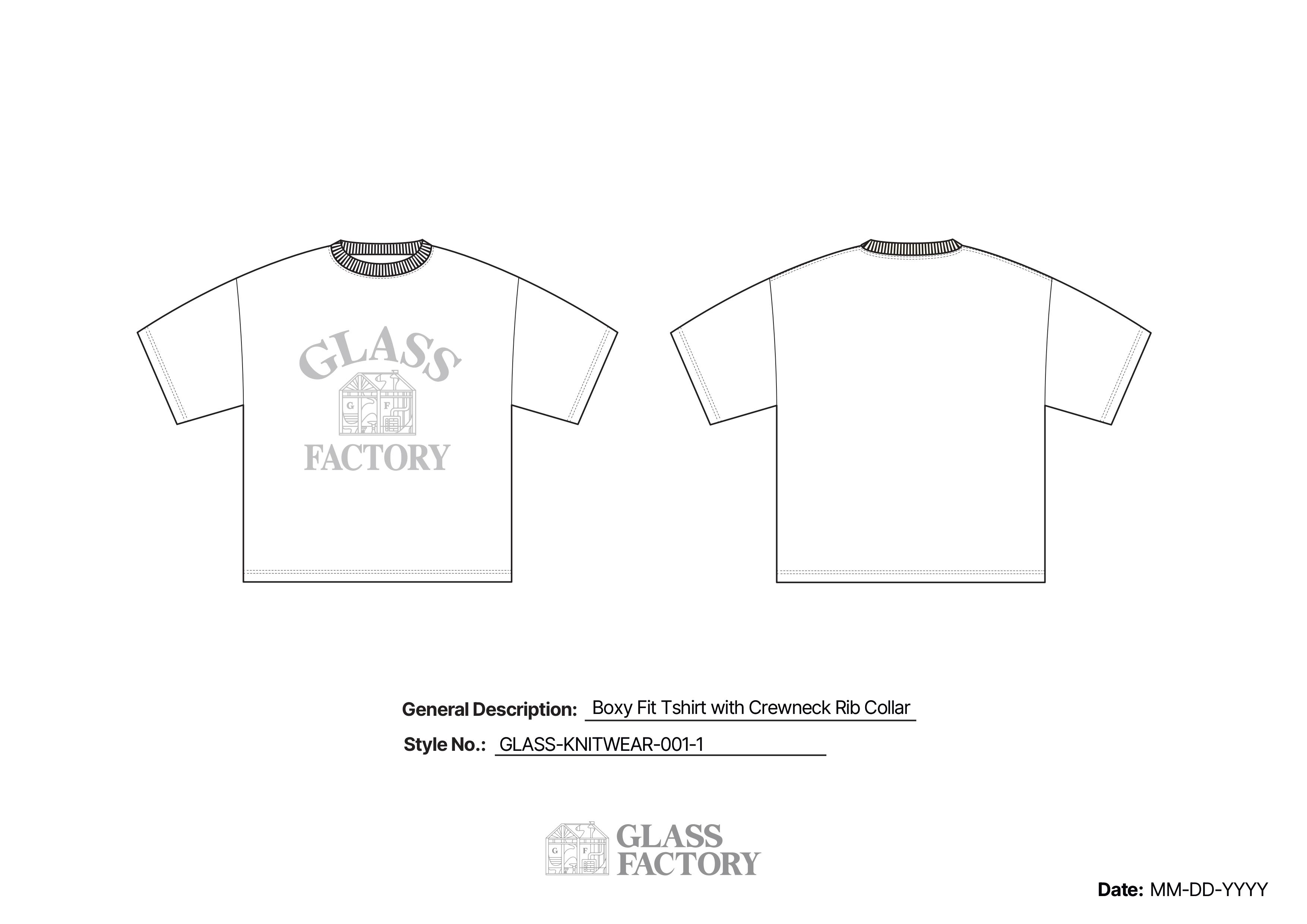 Technical flat drawing of t-shirt