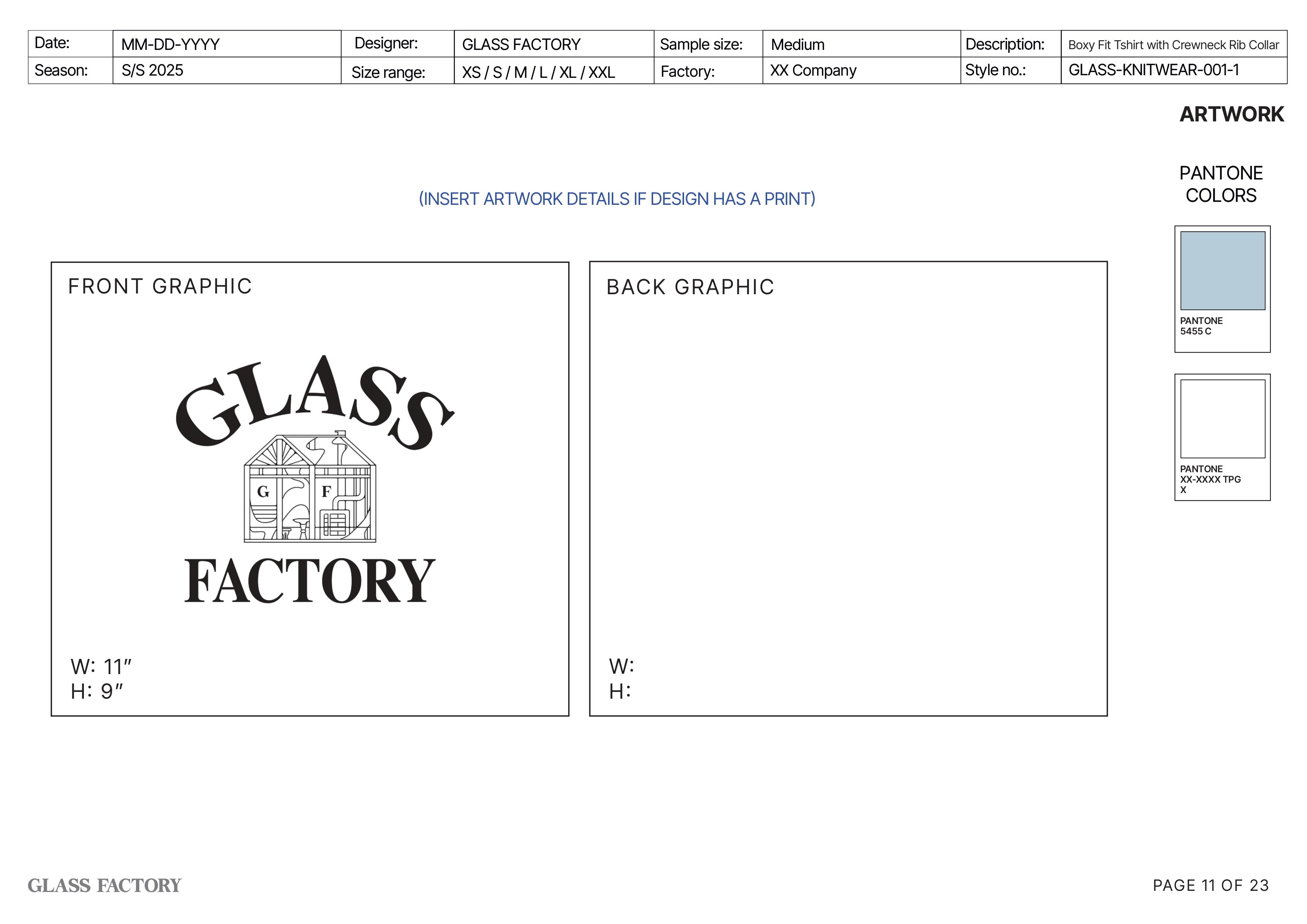 Artwork specifications with graphics and measurements