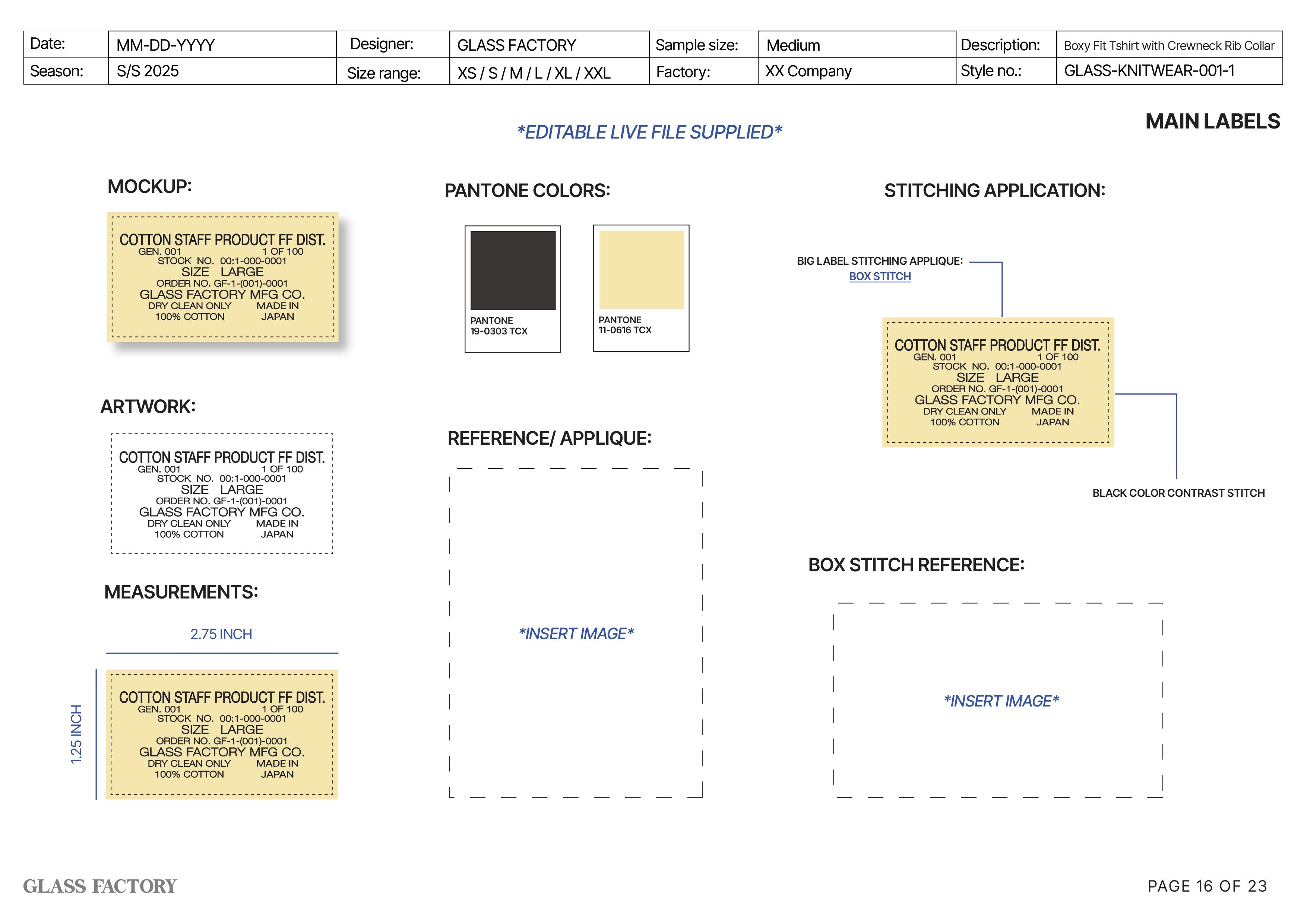Label placement and packaging specifications page 1